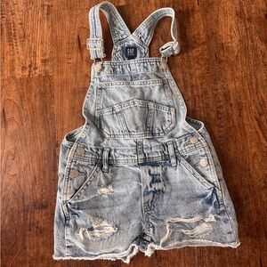 GAP Light Blue Distressed Denim Kids Overalls